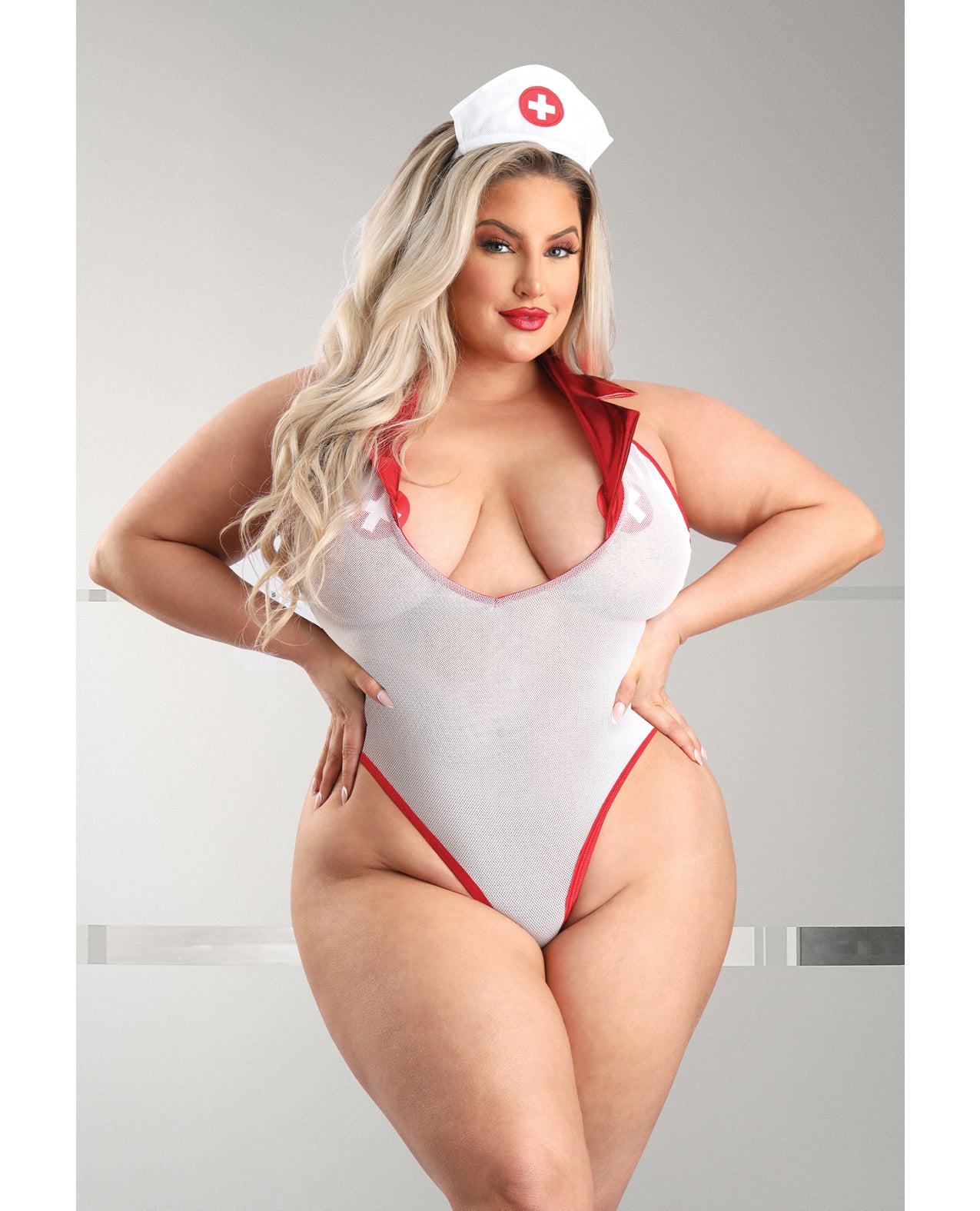 Pulse Check Collared Teddy, Skirt & Medic Hat Set - Red & White - additional view