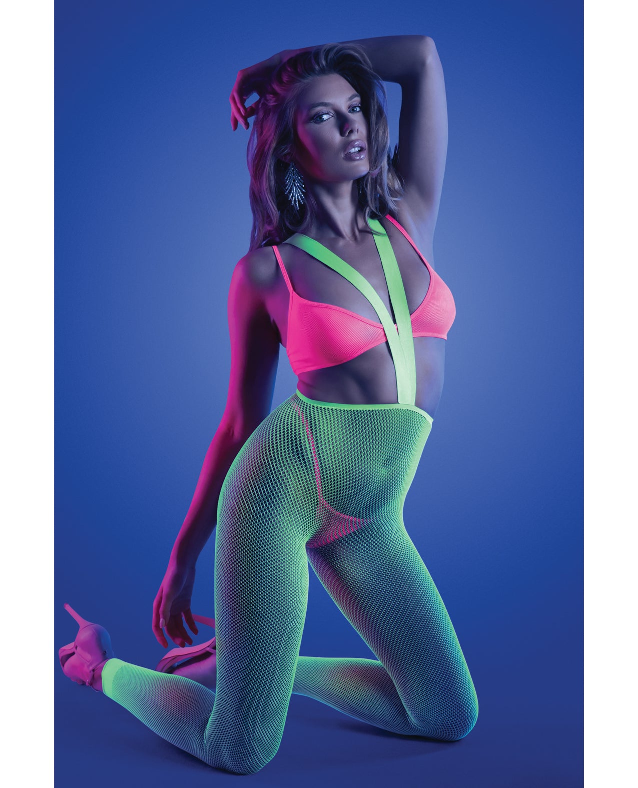 Come Alive Suspender Stockings, Bralette & G-String Set - Multi-Color - Multi-Color One Size Fits Most