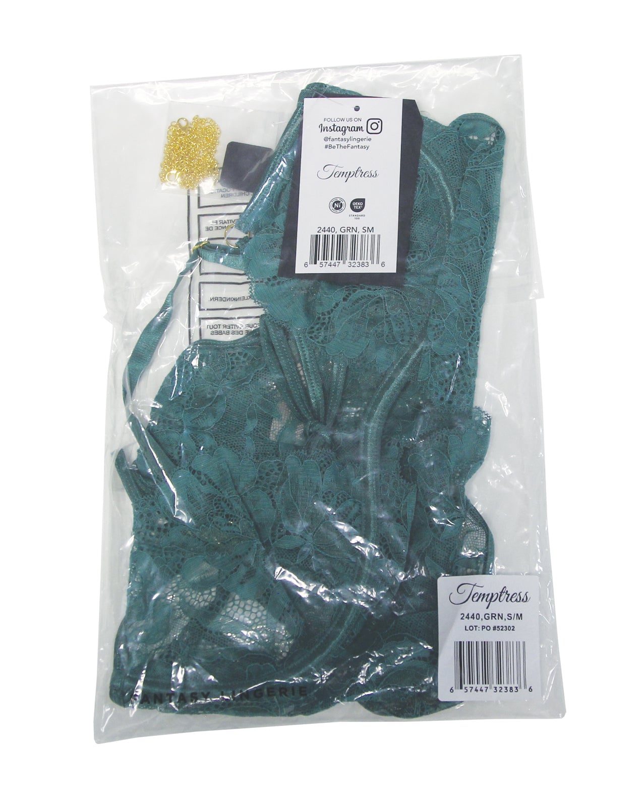 Aerin Lace Teddy w/ Removable Chain - Green - additional view