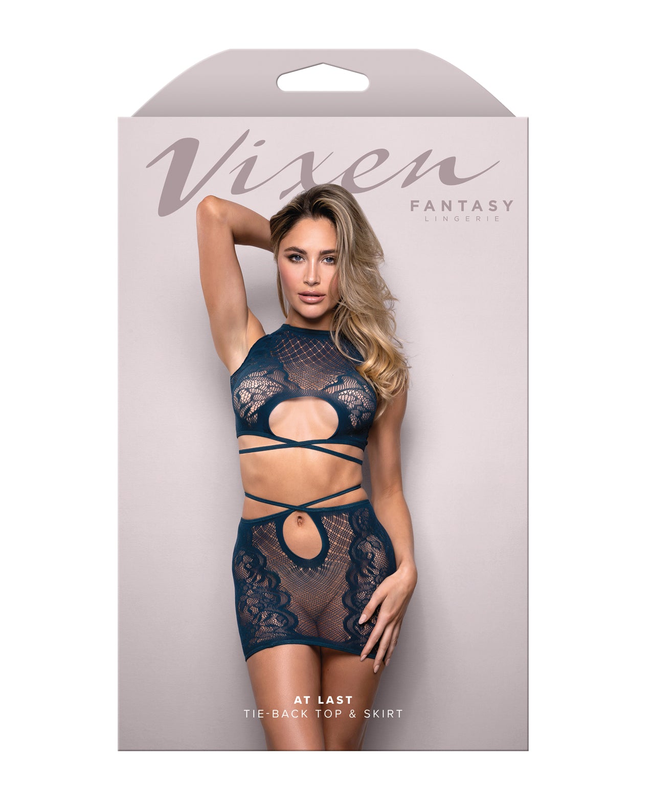 At Last Floral Lace Tie-Back Top & Skirt Set - Navy - additional view