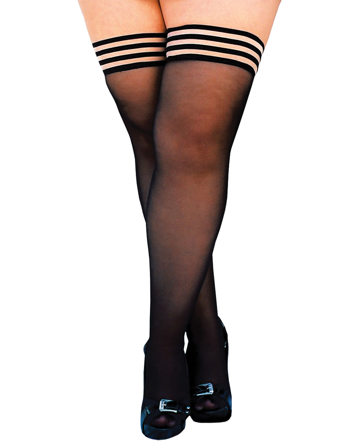 Kix'ies Taylor Silky Sheer Thigh High - Black