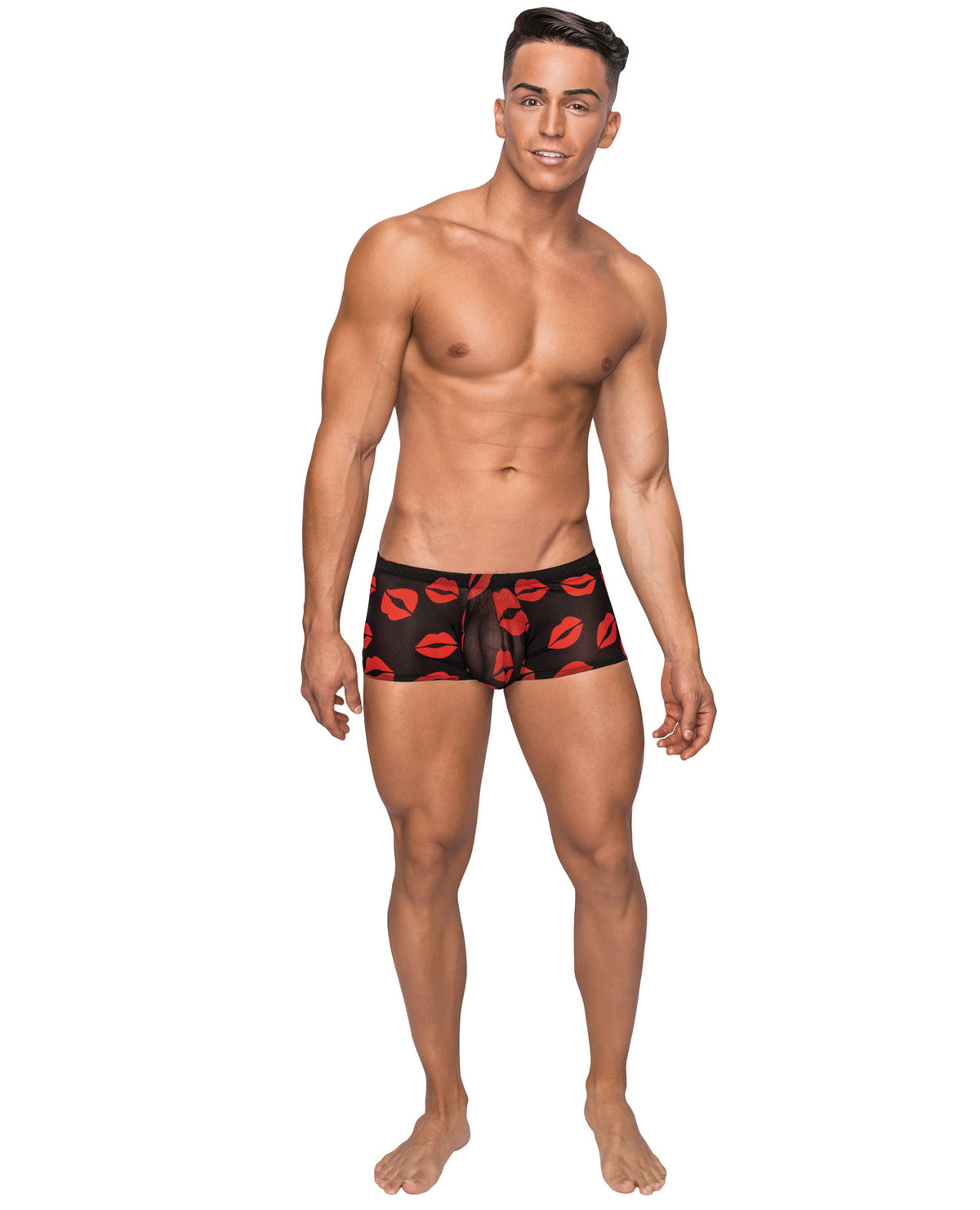 Kiss Me Stretch Mesh Mini Short Blk/Rd