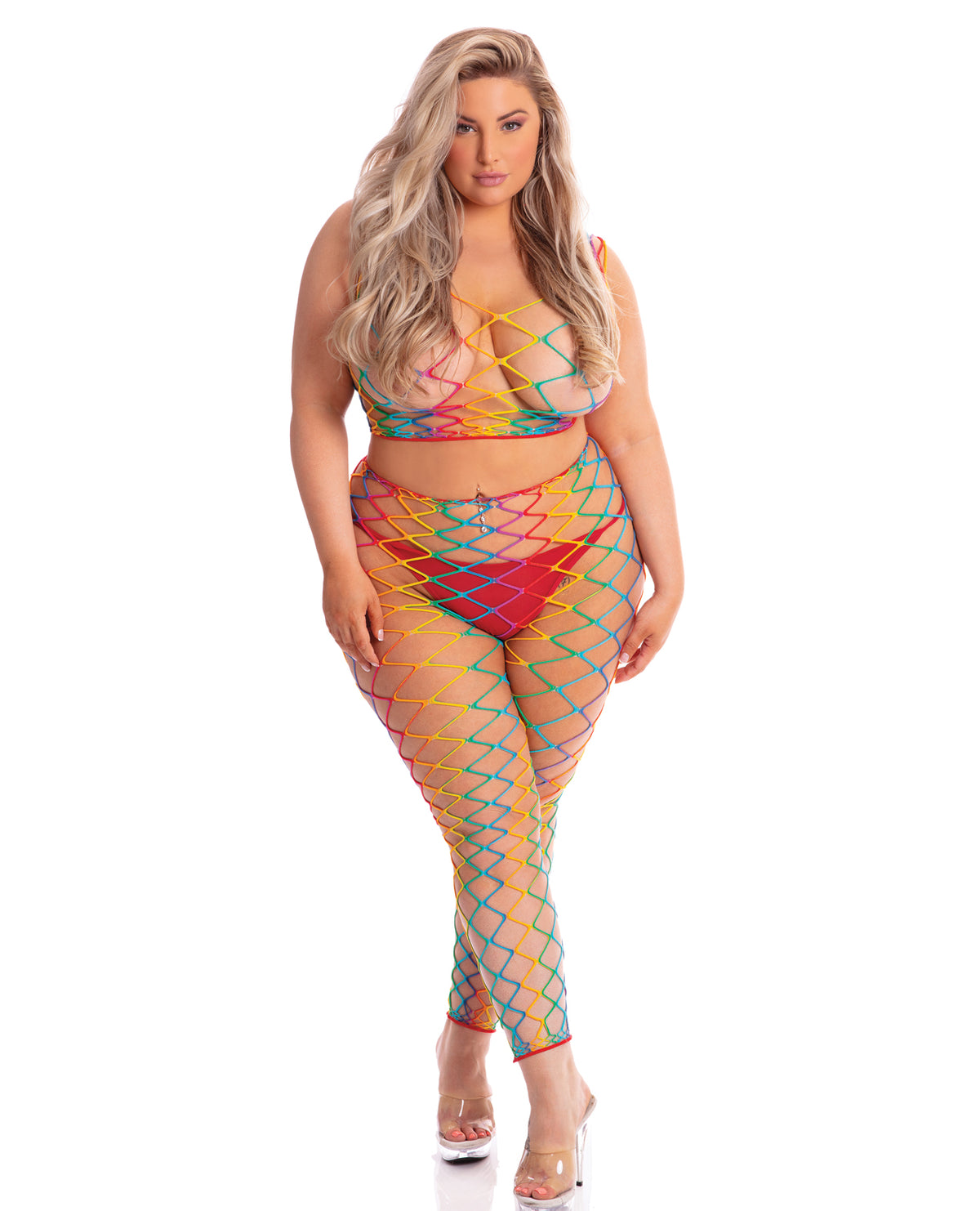 Pink Lipstick Roy G. Biv 2 pc Bodystocking - Rainbow