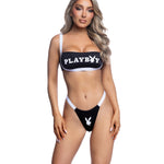 Playboy Bandeau Bikini Set - Black & White - Black & White XS