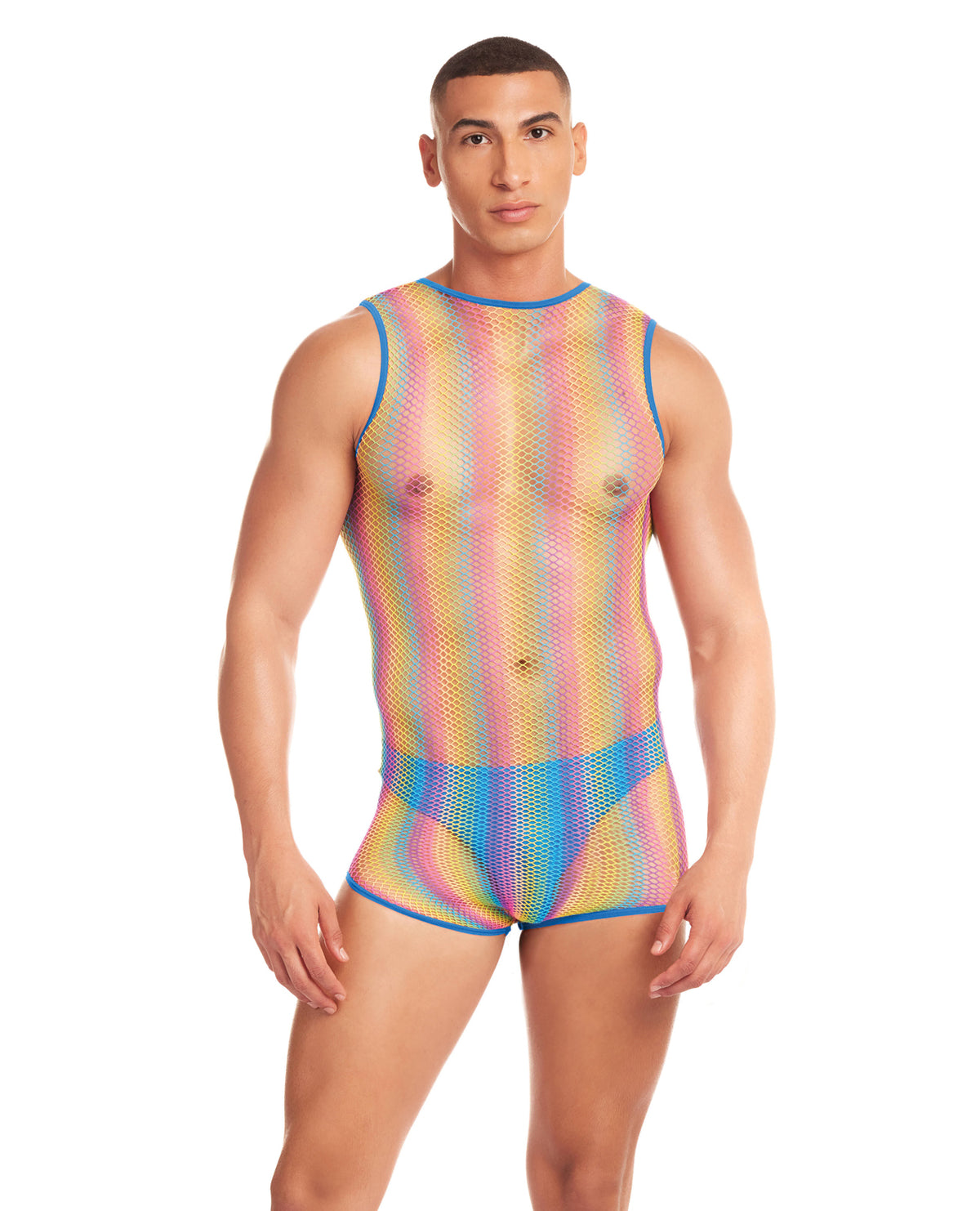 Rainbow Party Pride Star Mesh Singlet 2 pc Set w/Thong