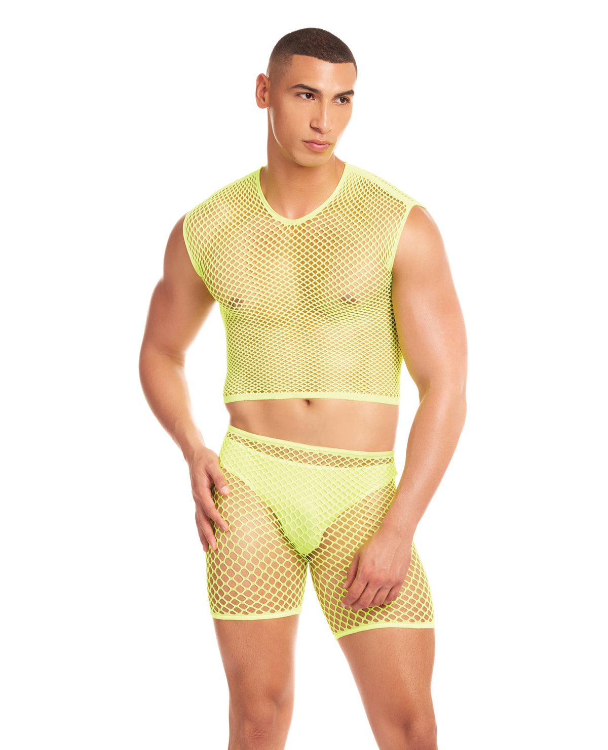 Rainbow Party Net-Bula Large Mesh Long Brief 3 pc Set w/Thong