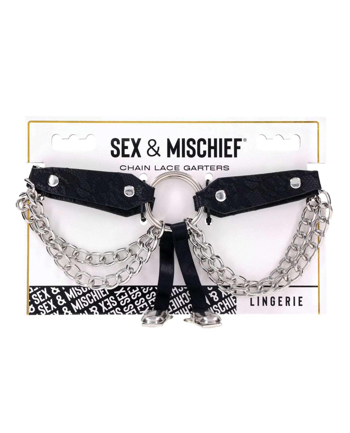 Sex & Mischief Chain Lace Garters - Black