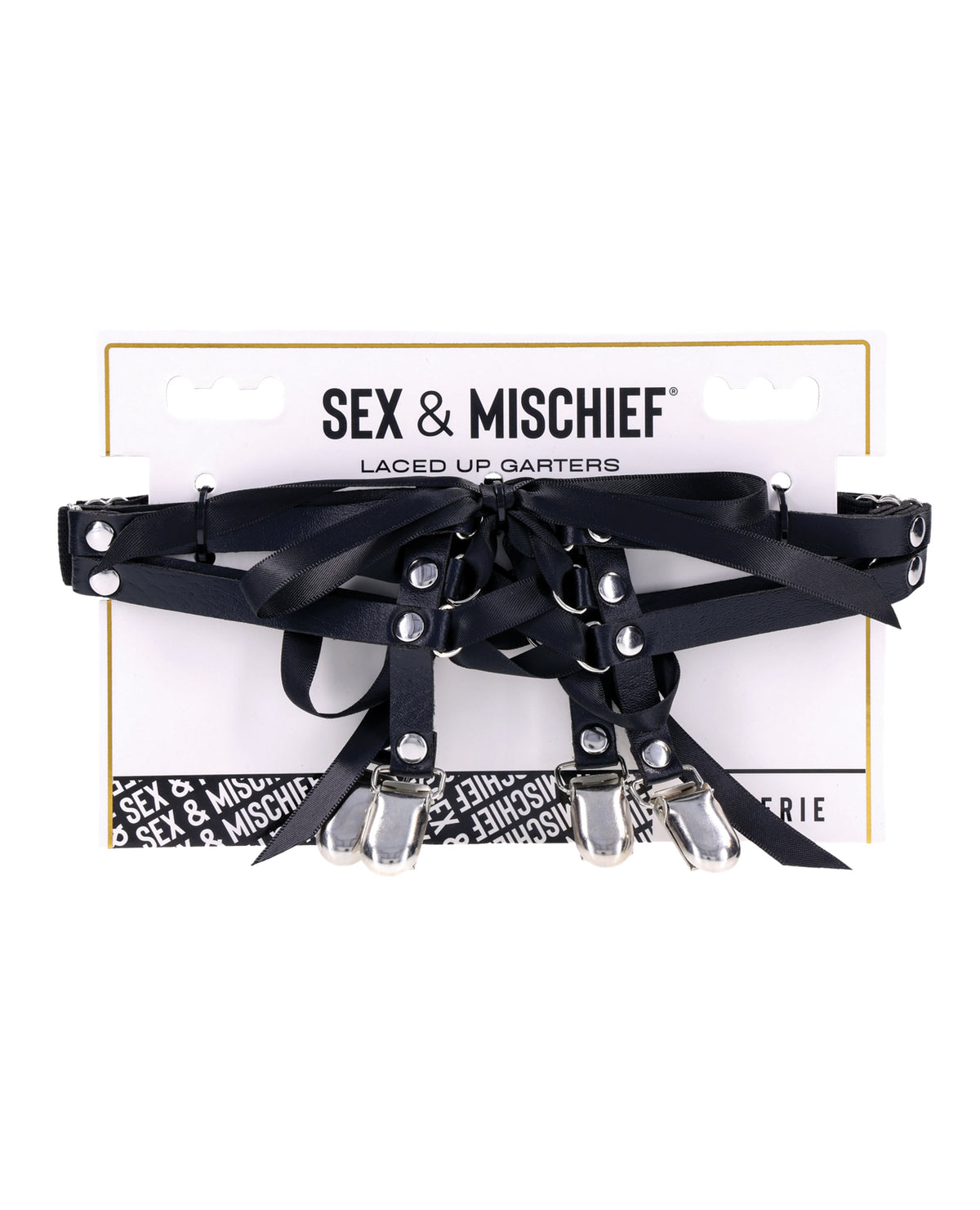 Sex & Mischief Laced Up Garters - Black