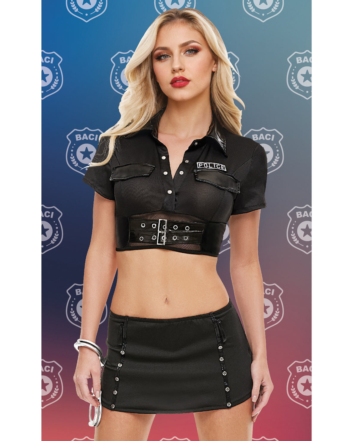 Sexy Black Police Halloween Costume – Badge of Desire, Photo 1, One Size Model