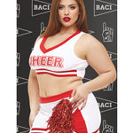 Plus Size Sexy Red & White Cheerleader Halloween Costume – Gameday Hottie, Photo 1, Queen Curve Model