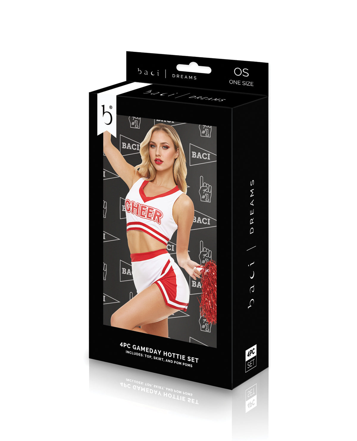 Sexy Red & White Cheerleader Halloween Costume – Gameday Hottie, Photo 3, One Size Model