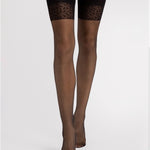 Adora black 8 denier stockings with a matte sheer leg