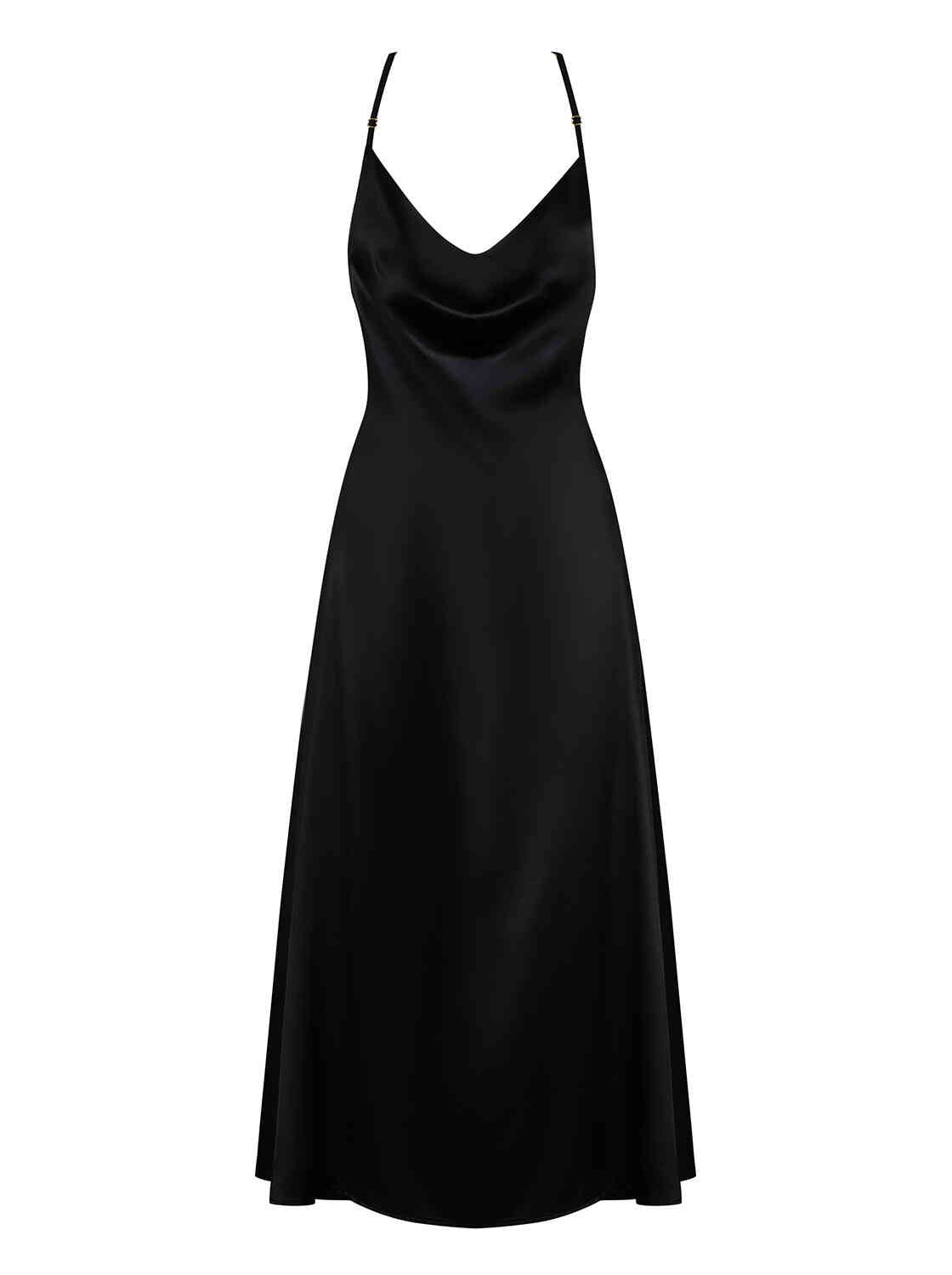 A further look at the Agatya black satin-like dress