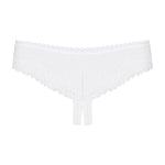 The Alabastra white lace crotchless thong seen from another angle