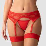 The Aliosa red lace garter belt seen from another angle