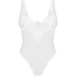 The Alissium white crotchless teddy seen from another angle