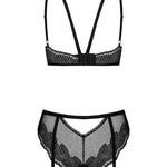 The Allastia black mesh bra and panties set, seen from a different angle