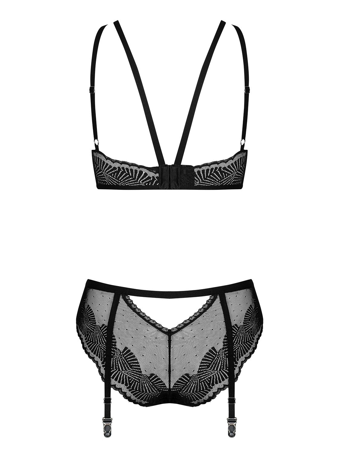 The Allastia black mesh bra and panties set, seen from a different angle