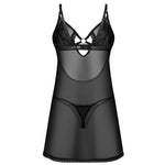 One more view of the Alliane black mesh chemise and thong