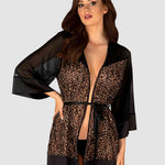 An additional view of the Allunes black animal pattern robe