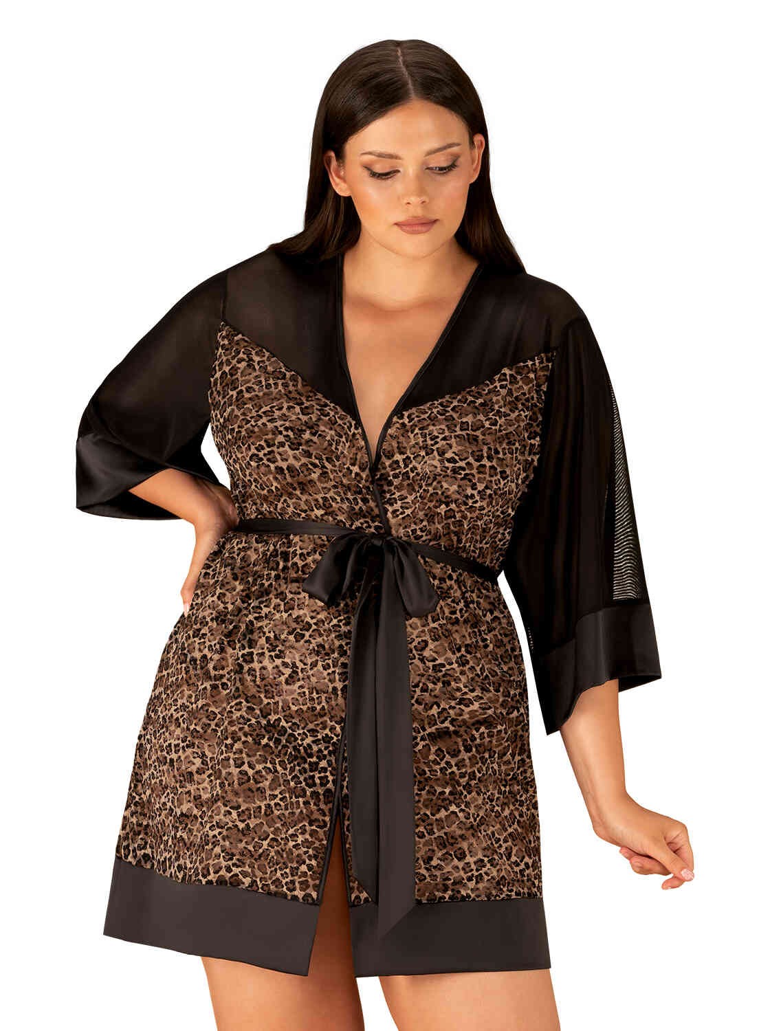 The Allunes black animal pattern robe seen from another angle