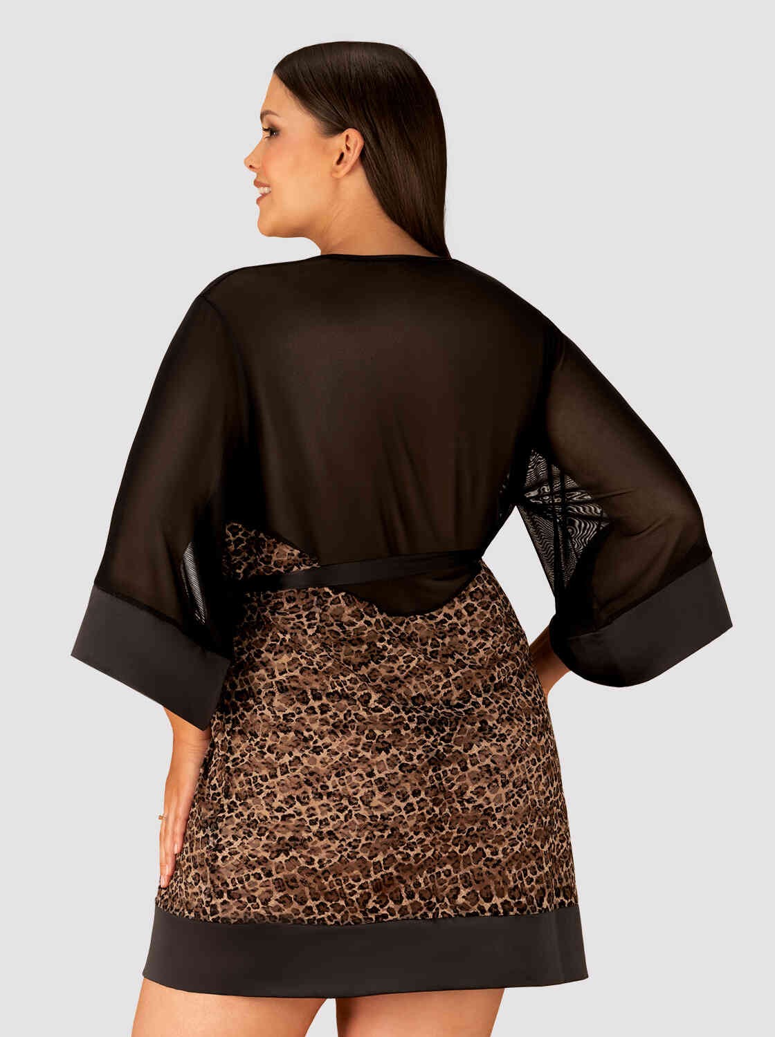 The Allunes black animal pattern robe, seen from a different angle