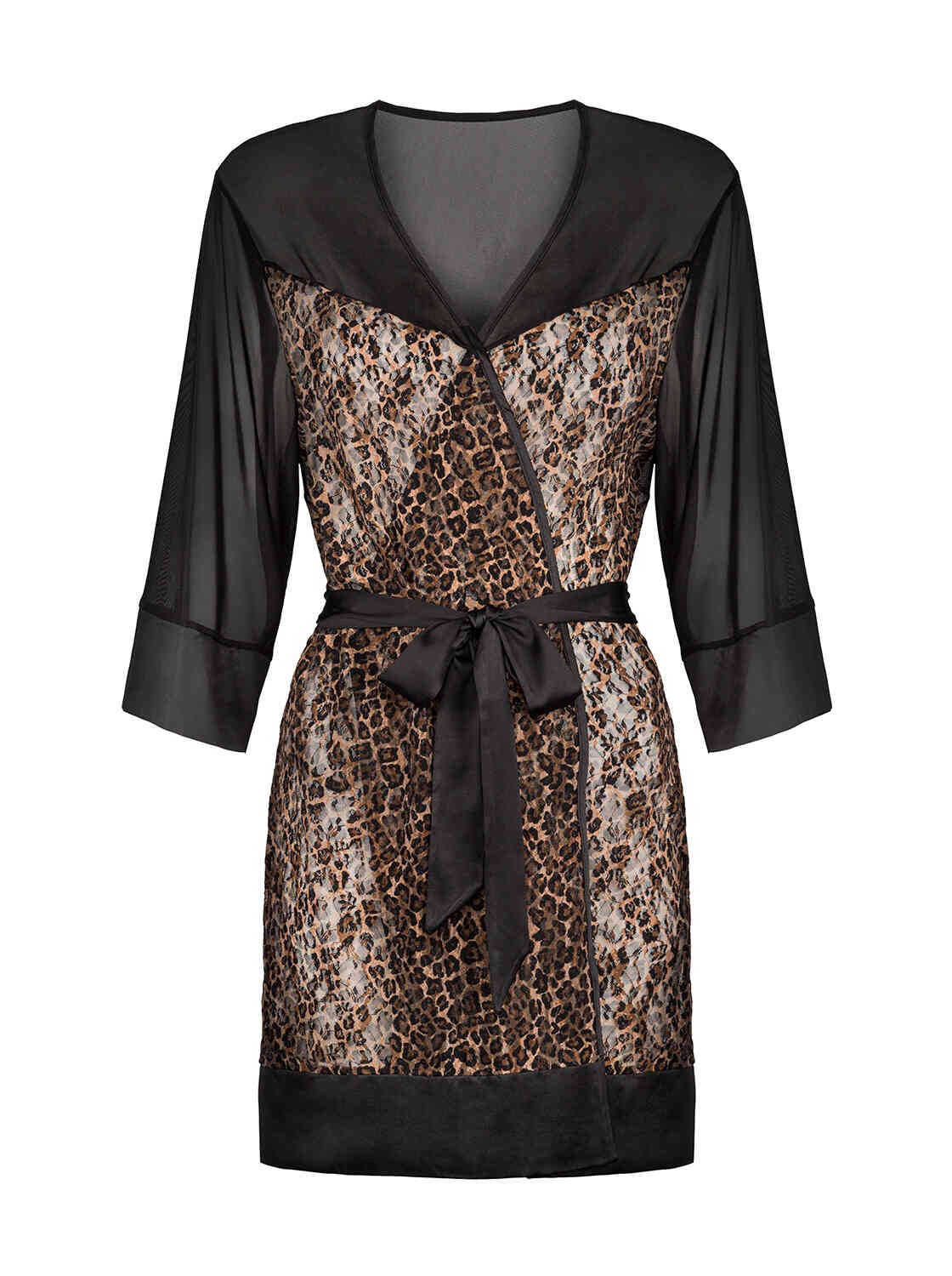 The Allunes black animal pattern robe pictured from another angle