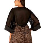 The Allunes black animal pattern robe with a satin waist ribbon