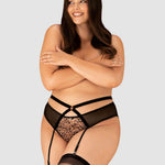 The Allunes black open garter belt pictured from another angle