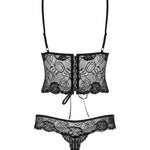 An additional view of the Alluria black floral lace teddy