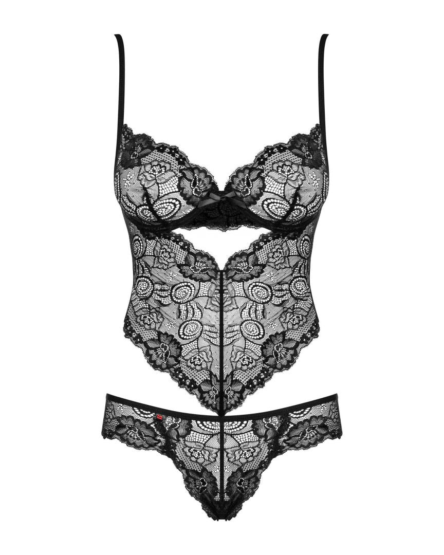 A further look at the Alluria black floral lace teddy