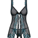 A further look at the Amanta black and turquoise lace babydoll