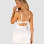 An additional view of the Amor Blanco white lace chemise and thong