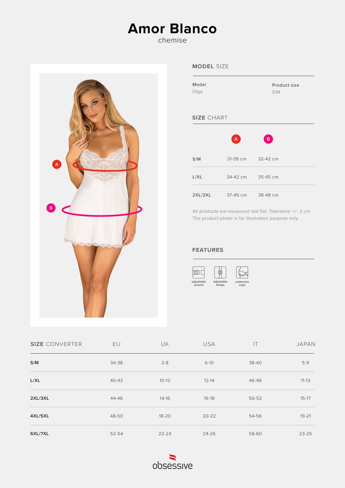 The Amor Blanco white lace chemise and thong, shown in an alternate image