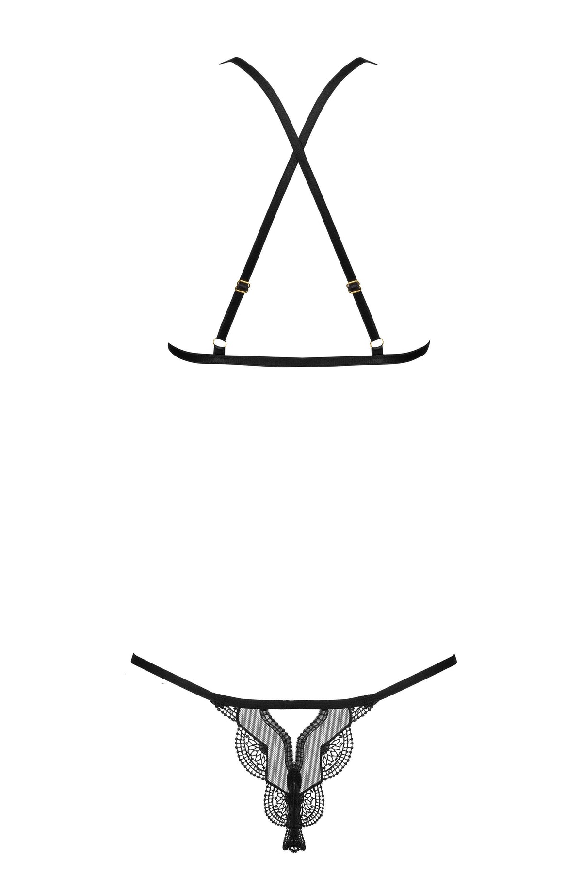 The Angie black wet-look and lace set, seen from a different angle
