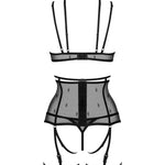 Anniverse Special black four-piece lingerie set with shoulder straps that form a choker