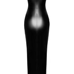 One more view of the Aphrodisia black strapless wetlook long dress