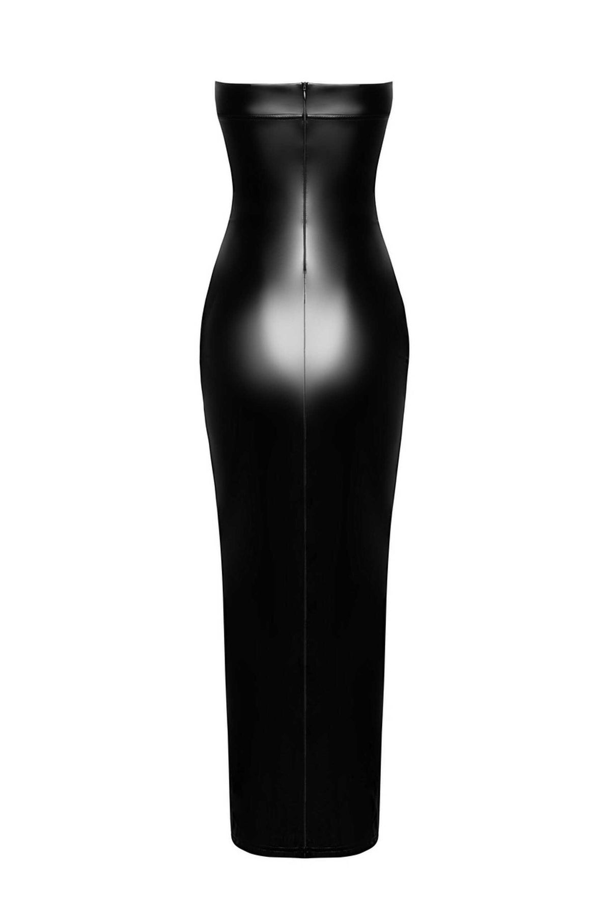 One more view of the Aphrodisia black strapless wetlook long dress