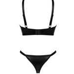 The Armares black glossy bra and thong set, seen from a different angle