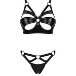 A further look at the Armares black glossy bra and thong set