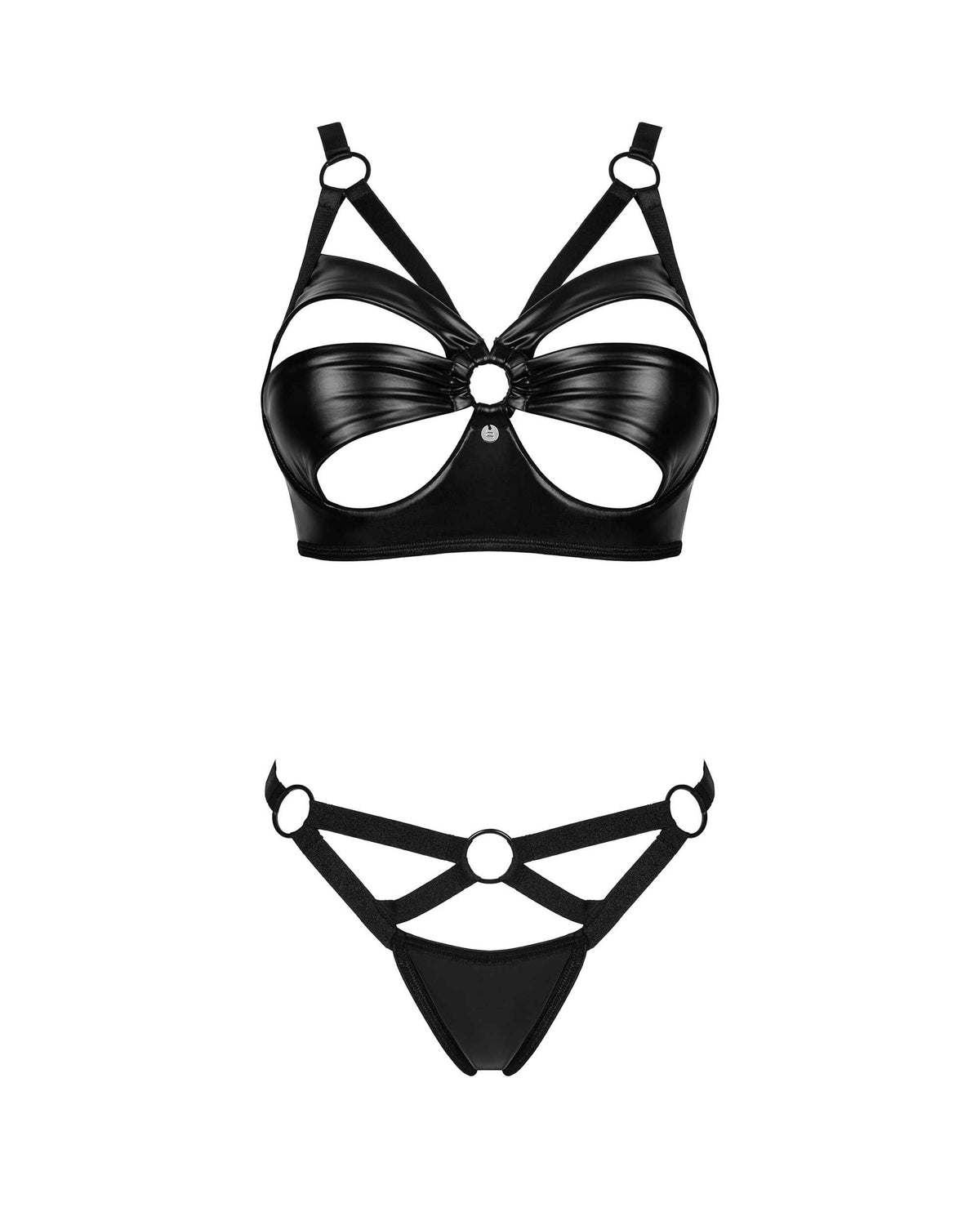 A further look at the Armares black glossy bra and thong set