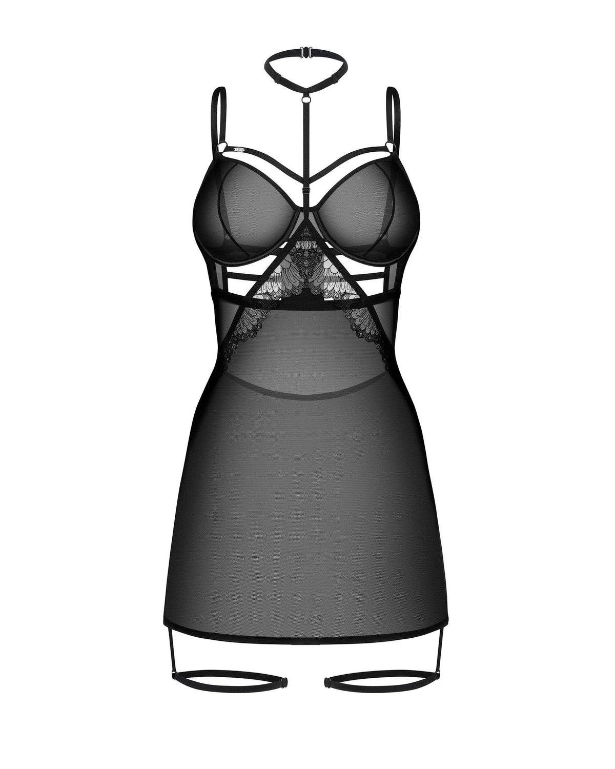The Arrowel black lace chemise seen from another angle