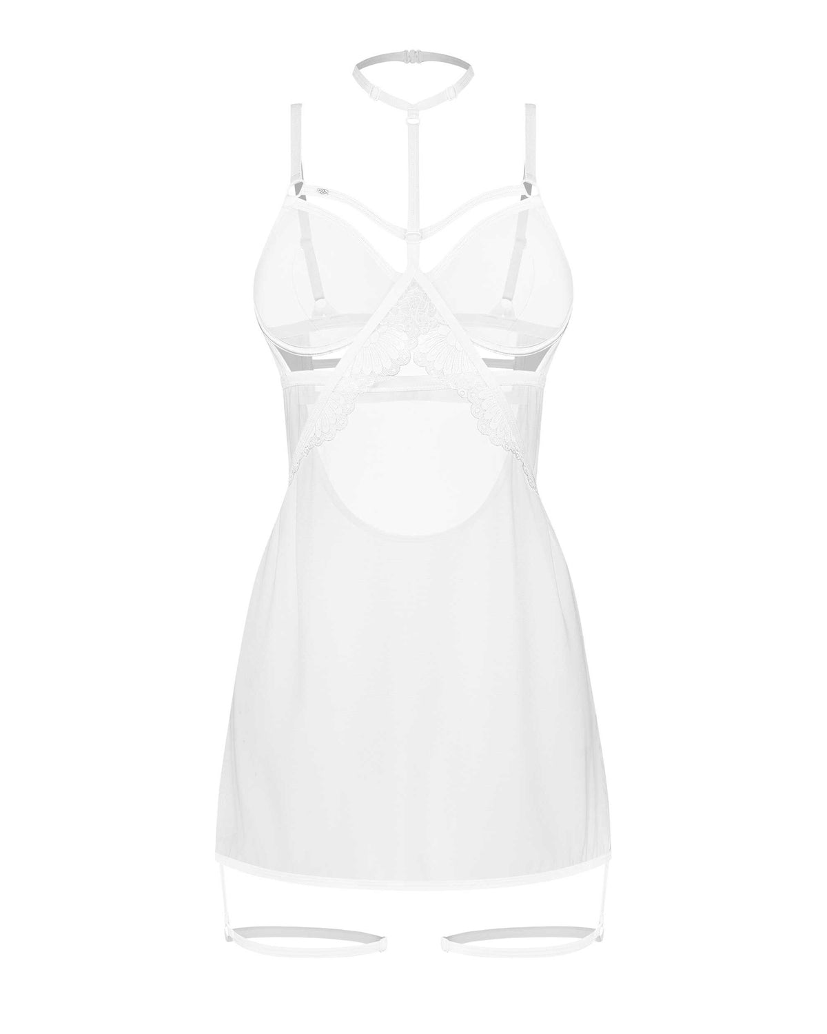 An additional view of the Arrowel white sheer chemise