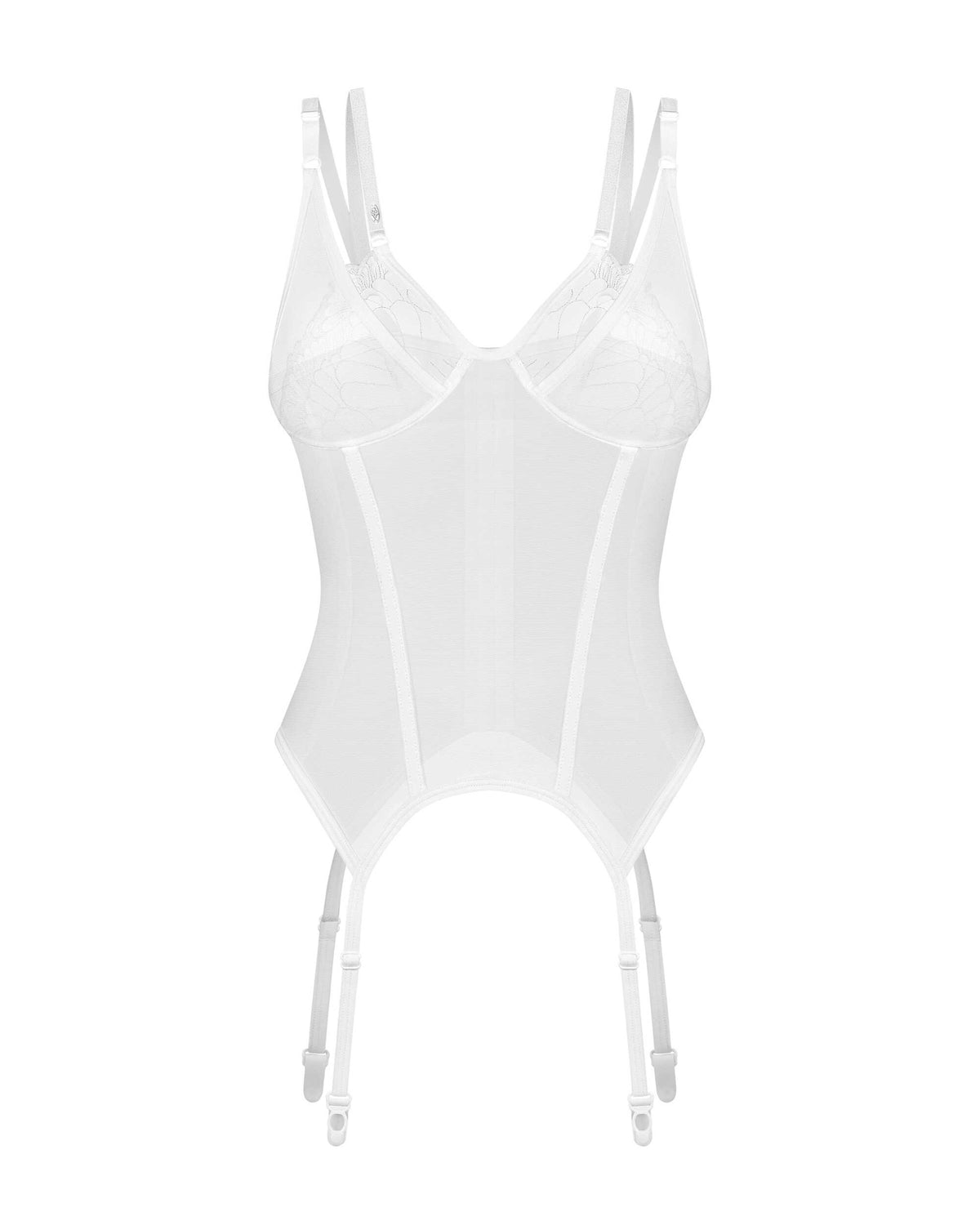 The Arrowel white sheer corset, seen from a different angle