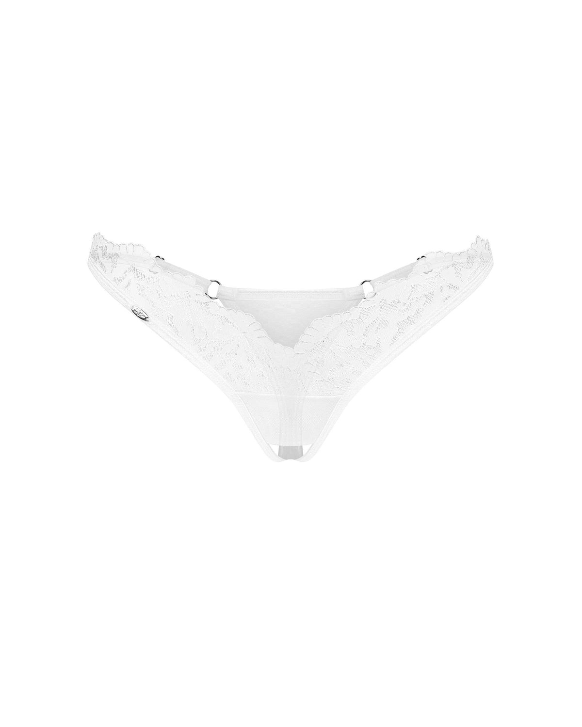 The Arrowel white translucent crotchless thong, seen from a different angle