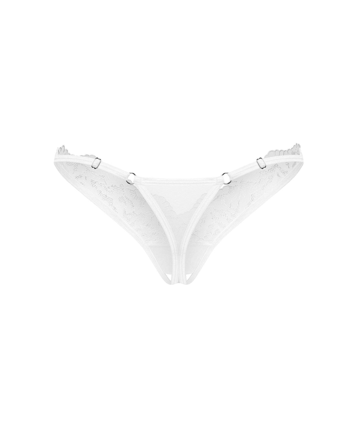One more view of the Arrowel white translucent crotchless thong