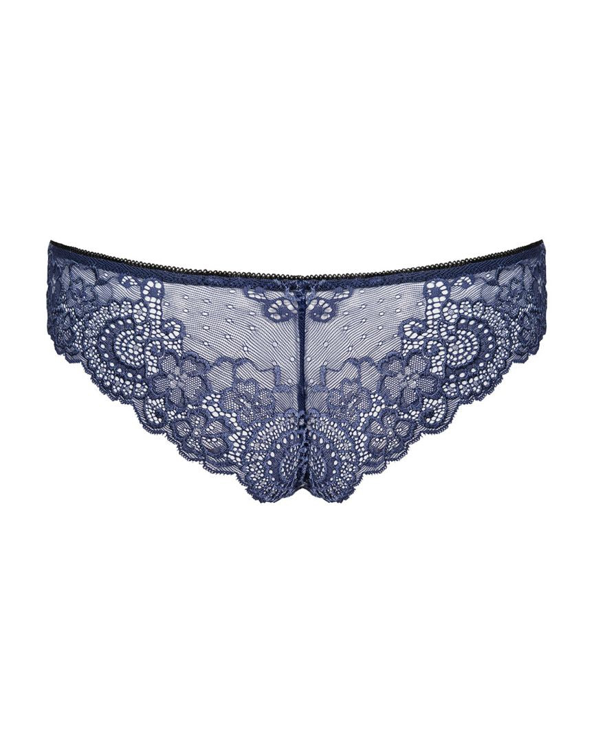 The Auroria blue satin and lace panties made from multistretch elastic fabric