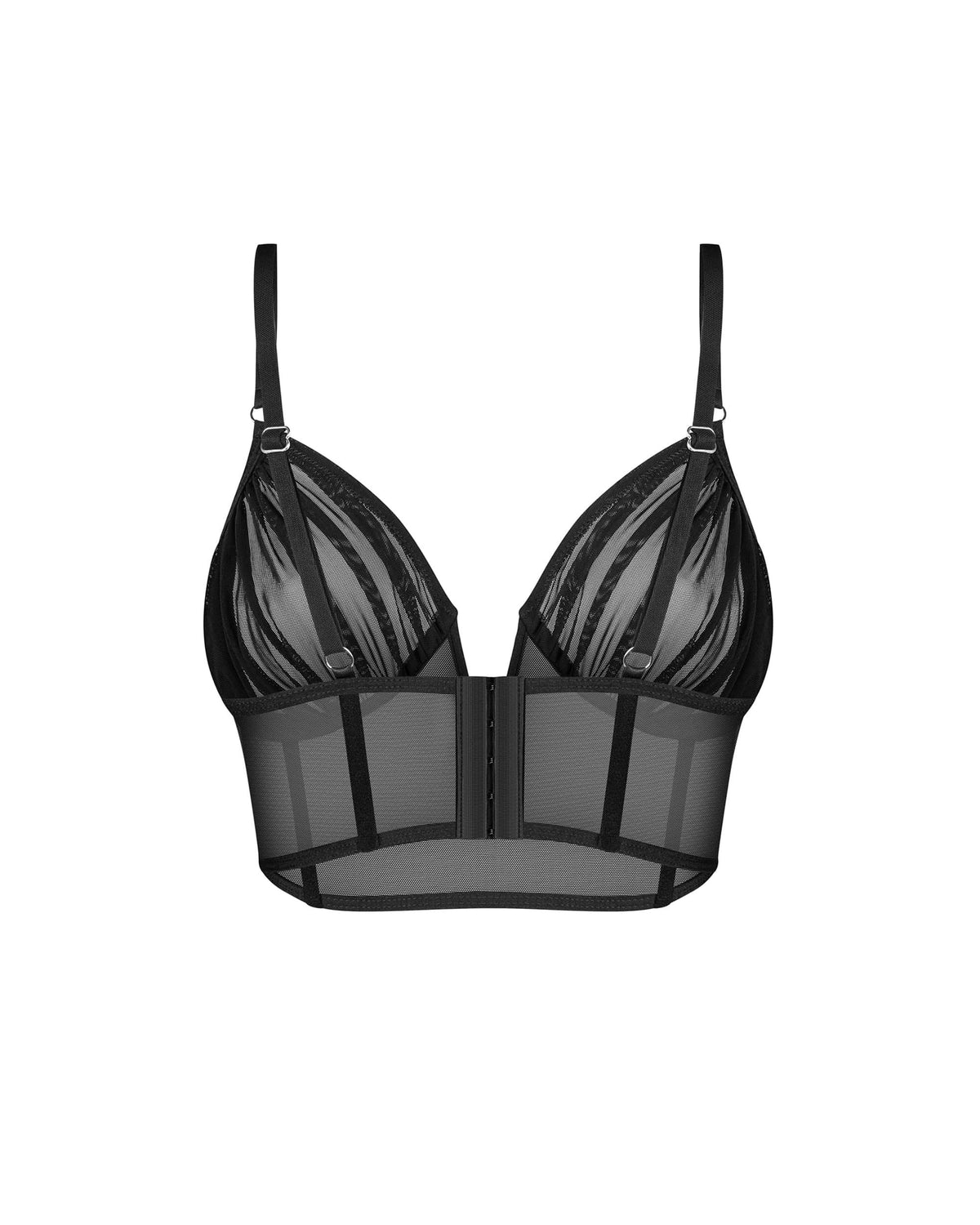 Aurorium black boned mesh top with vertical and underbust boning