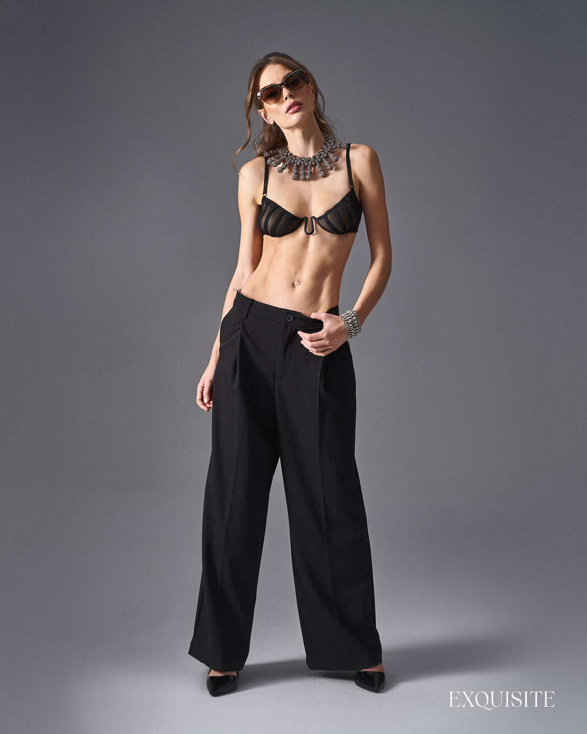 Another angle of the Aurorium black mesh half-bra