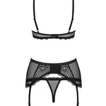 The Basitta black mesh garter set, seen from a different angle